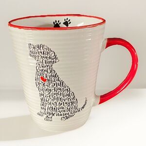 Madison Studio Calligraphy Cursive Word Dog 16 Ounce Coffee Mug Black White Red